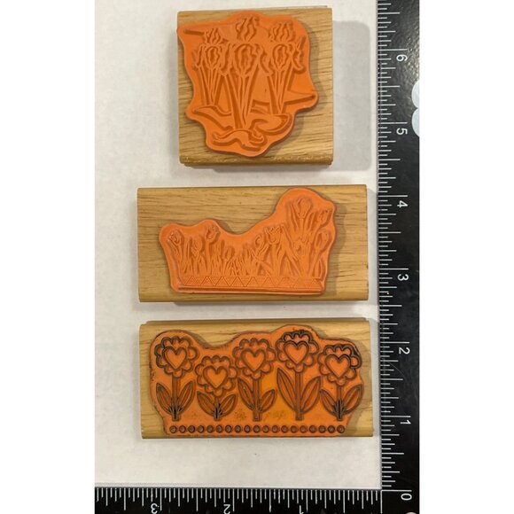 HTF DESIGNS Canadian Maple Collections Flower Rubber Stamp Set Iris Tulip heart - Picture 4 of 4